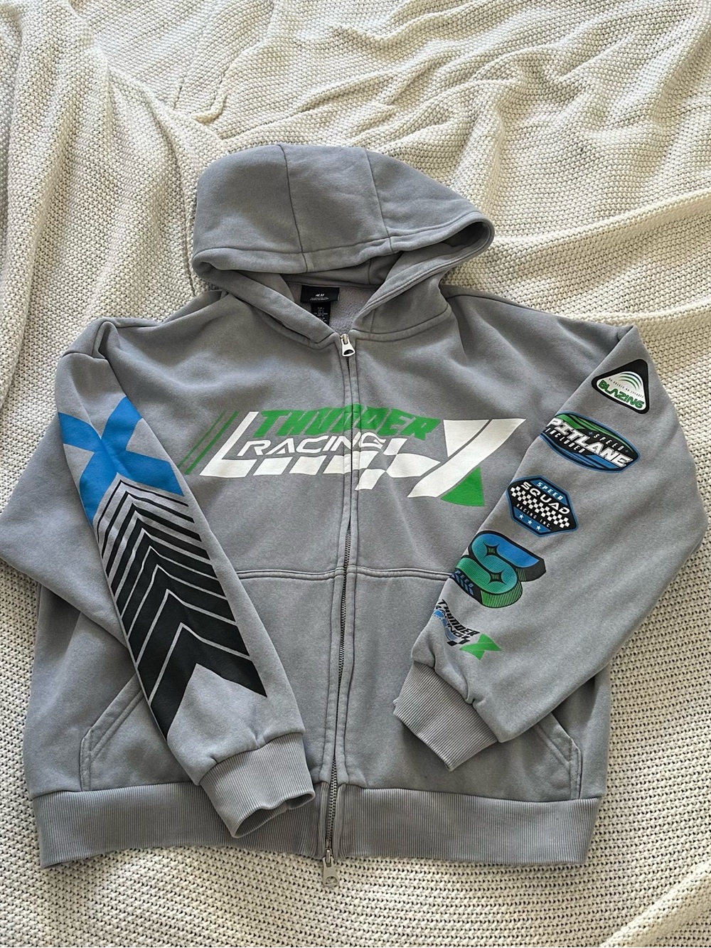H&M Thunder Racing Graphic Zip Hoodie Men’s Large